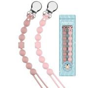 Kowlone Dummy Clips Boys Girls Silicone Soother Pacifier Chain Flexible Binky Holder Set with Texture for Teething Baby Unisex Newborn Dummies 1-Piece Design(Quartz Pink)