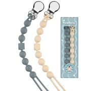 Kowlone Dummy Clips Boys Girls Silicone Soother Pacifier Chain Flexible Binky Holder Set with Texture for Teething Baby Unisex Newborn Dummies 1-Piece Design(Beige,Dim Grey)