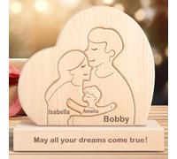 Kowlone Personalized Wooden Family Member Puzzle with 1-8 Name, Custom Family Name Wooden Base Sculpture Jigsaw Gifts, Wood Animal Decorative for Home Birthday Christmas Mother's Father's Day