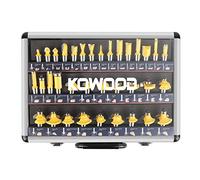 KOWOOD Router Bits Sets 35B Pieces, Tungsten Carbide Router Bits 1/2 Inch Shank with Aluminum Storage Case, T Shape Wood Milling Cutter for Woodworking