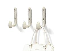 KOXHERO 3Pc White Rustic Cast Iron Railroad Spike Wall Hook, 3.7 * 0.7 * 1" Sturdy Vintage Coat Hook, Soild Industrial Farmhouse Decorative Railway Tie Hanger for Hanging Hat Towels Bags Keys