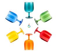 KOXIN-KARLU Classic Stackable 12 ounce Plastic Wine Stems Acrylic Glasses, set of 6 Multicolor
