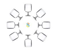 KOXIN-KARLU Classic Stackable 12 ounce Plastic Wine Stems Acrylic Glasses, set of 8 Clear