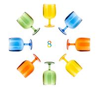 KOXIN-KARLU Classic Stackable 12 ounce Plastic Wine Stems Acrylic Glasses, set of 8 Multicolor