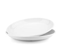 KOXIN-KARLU Melamine Large Serving Platter, 16-inch Oval Serving Plates, White Serving Tray for Entertaining Party, 100% Melamine Serving Dish for Appetizers Meat Food, Set of 2