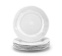 KOXIN-KARLU Melamine Plates, 11-inch Dinner Plates Dinnerware Dish, set of 6 White