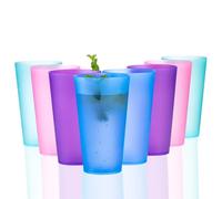 KOXIN-KARLU Unbreakable 32-ounce Plastic Restaurant-Style Beverage Tumblers Ice Tea Glasses, set of 8 Coastal Color