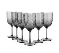 KOXIN-KARLU Unbreakable Classic 14 ounce All-Purpose Plastic Stem Wine Glasses Acrylic Glasses, Set of 6 Grey