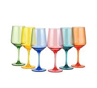 KOXIN-KARLU Unbreakable Classic 18 ounce All-Purpose Plastic Stem Wine Glasses Acrylic Glasses, set of 6 Multicolor