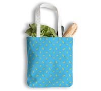 Koxitip Banana Theme,Tote Bag for Women,Banana Falling From Sky,Canvas Shoulder Reusable Grocery Bags,Yellow And Blue,15x16in