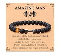 KOXMOON ME VS ME Inspirational Workout Gym Gifts for Men with Message Card, M, Stone, no gemstone