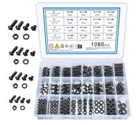 KOXXIAMOQ 1080 Pcs M3 M4 M5 M6 Nuts and Bolts and Washers Set, Hex Socket Head Cap Machine Screws, Stainless Steel Pan Hex Button Head Bolts and Nuts and Washers Fastener Assortment Kit