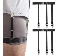KOXXIAMOQ 2 Pcs Men Shirt Stays for Men Shirt Garters for Mens, Adjustable Elastic Shirts Tucker Holders Suspenders with Non-Slip Clips to Keep Shirts Tucked In, for Business Office Mens