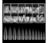 KOXXIAMOQ 240 Pcs Clear Stiletto Fake Nail Tips, Soft Gel Full Cover No C Curve Nail Tips for Extensions, Press on Nails, Long Acrylic False French Nails Traceless(transparent)