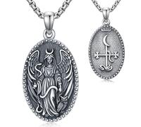 KoyeKei 925 Sterling Silver Witch Knot Fairy Sun and Moon Cat Raven Hecat Lilith Tetragrammaton Space Pendant Witches Triple Moon Necklace Gothic Jewelry Gift for Women