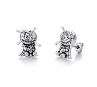 KoyeKei Halloween Gothic Earrings 925 Sterling Silver Voodoo Doll Ghost Bat Skeleton Hand Skull Butterfly Earrings Horror Jewelry Gifts for Women Men, Medium, Sterling Silver, No Gemstone