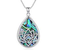 KoyeKei Sobriety Gifts for Women 925 Sterling Silver AA/Na Necklace Healing Recovery Pendant Spiritual Jewelry Sobriety Gifts, Sterling Silver, abalone shell