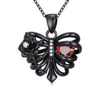 KoyeKei Sterling Silver Halloween Necklace Gothic Jewelry Gifts for Women Men, M, Sterling Silver, Zircon