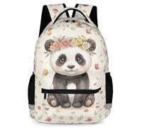 KOYI Cute Floral Animal Backpack for Girls Kids, School Bookbag with Reflective Strips, 16.9 Inch Lightweight Travel Daypack, Panda, One Size, Animals