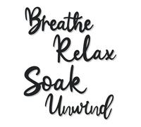 KOYILTD 4 Pcs Rustic Black Wooden Bathroom Decor Signs (Relax Unwind Soak Breathe) for Bathroom Washing Room Laundry Room Toilet