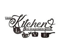 KOYILTD Black Metal Kitchen Wall Art This Kitchen is Seasoned with Love Black Kitchen Signs Wall Decor Cute Kitchen Wall Decor Sign Farmhouse Dining Room Decoration (Relaxing)