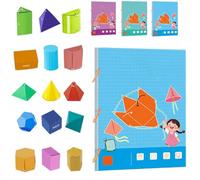 Koyoata Pull String 3D Geometry Learning Book, 3D Geometry Learning Book, Teach Volume & Surface Area Formulas with 9/12/15 Solids Geometric Models with Safe Braided Rope Design (15 Model)