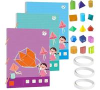 Koyoata Pull String 3D Geometry Learning Book,3D Geometry Learning Book with 9/12/15 Solids for Kids Ages 5-8,8-12,Teach Volume & Surface Area Formulas,Safe Braided Rope Design (Mix)