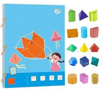 Koyoata Pull String 3D Geometry Learning Book, Boutiquefortun Toy Geometry Workbook with 9/12/15 Solids, Teach Volume & Surface Area Formulas, Safe Braided Rope Design for Kids Ages 5-12(15-Model)