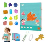 Koyoata Pull String 3D Geometry Learning Book, DIY Solid Toy Geometrys Books, Geometric Workbook with 9/12/15 Solids Models, Safe Braided Rope Design for Kids Ages 5-12 (C)