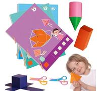 Koyoata Pull String 3D Geometry Learning Book, Drawstring 3D Geometry Book for Children, Boutiquefortun Toy with 9/12/15 Solids Geometric Models, for Beginners (1 Set)