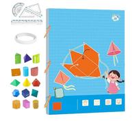 Koyoata Pull String 3D Geometry Learning Book-Four-Piece Ruler Set, Teach Volume & Surface Area Formulas, Geometrys for Beginners with 9/12/15 Solids Geometric Models (15 Model)
