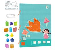 Koyoata Pull String 3D Geometry Learning Book-Four-Piece Ruler Set, Teach Volume & Surface Area Formulas, Geometrys for Beginners with 9/12/15 Solids Geometric Models (12 Model)