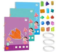 Koyoata Pull String 3D Geometry Learning Book, Toy Geometry Workbook with Braided Rope Design, Teach Volume & Surface Area Formulas, Safe Braided Rope Design for Kids (3 in 1 Set)