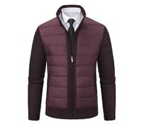 Koyojpoe Autumn and Winter Men's Cardigan Sweater, Foreign Trade Knitted Jacket, Stand-up Collar Thickened and Plush Men's Coat.,Burgundy,L