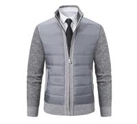 Koyojpoe Autumn and Winter Men's Cardigan Sweater, Foreign Trade Knitted Jacket, Stand-up Collar Thickened and Plush Men's Coat.,Light Gray,XL