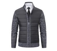 Koyojpoe Autumn and Winter Men's Cardigan Sweater, Foreign Trade Knitted Jacket, Stand-up Collar Thickened and Plush Men's Coat.,Dark Gray,XXXL