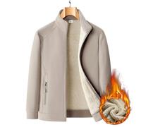 Koyojpoe Men's Thermal Fleece Jacket Stand Collar Polar Fleece Outerwear For Hiking Camping Unisex Couple's Outdoor Sportswear.,Brushed Khaki,7XL
