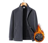 Koyojpoe Men's Thermal Fleece Jacket Stand Collar Polar Fleece Outerwear For Hiking Camping Unisex Couple's Outdoor Sportswear.,Brushed Gray,4XL