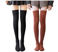 Koyojpoe One-Size Women's Thermal Socks - Perfect Under Boots Or With Skirts For Autumn.,Black+Brick Red