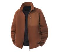 Koyojpoe Outdoor Fleece Jacket Autumn/Winter Double-Sided Fleece Lined Thickened Windbreaker Inner Lining Stand Collar Coat For Men,Red-brown,5XL