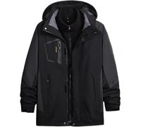 Koyojpoe Plus-size 280 Lb Men's Three-in-one Detachable Fleece-lined Jacket For Fall And Winter, Windproof Coat.,Black,7XL