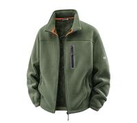 Koyojpoe Ultra-Warm Double-Sided Fleece Jacket For Men Autumn/Winter Windproof Warm Outdoor Sports Stand Collar Jacket For Men,Army Green,L