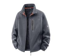 Koyojpoe Ultra-Warm Double-Sided Fleece Jacket For Men Autumn/Winter Windproof Warm Outdoor Sports Stand Collar Jacket For Men,Dark Grey,5XL