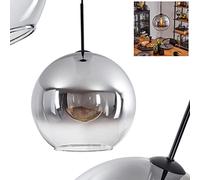 Koyoto Hanging Light, Hanging Light Made of Metal/Glass in Black/Smoke/Clear, 1-Flame lamp in Vintage/Retro Design with Glass lampshade (Ø 30 cm), Height max. 152 cm, 1 x E27, Without Bulb