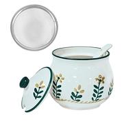 Koythin Ceramic Bacon Grease Container with Strainer, 23 oz Suitable for Storing Frying Oil and Cooking Grease (Floret)
