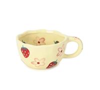 Koythin Ceramic Coffee Mug, Cute Floral Fruit Cup for Valentine's Day, Couple Mugs 8.5 oz/250 ml for Latte Tea Milk, Suitable for Mom on Mother's Day (Strawberry Flowers)