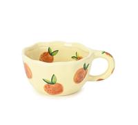 Koythin Ceramic Coffee Mug, Cute Floral Fruit Cup for Valentine's Day, Couple Mugs 8.5 oz/250 ml for Latte Tea Milk, Suitable for Mom on Mother's Day (Vitality Orange)