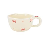 Koythin Ceramic Coffee Mug, Handmade Hot Chocolate Mugs, Cute Cup for Girl Women, Aesthetic Tea Milk Cup with Handle, 8.5 oz/250 ml for Latte, Cocoa, Office, Home (Cute Bow)