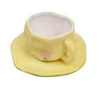 Koythin Ceramic Coffee Mug, Tulip Mug Cup for Women with Saucer for Office and Home, Dishwasher and Microwave Safe, 10 oz/300 ml for Latte Tea Milk (Tulip Flower)