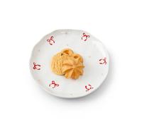 Koythin Ceramic Dessert Plates, Cute Fruits Dinner Plate, Printed Flowers Dinnerware for Office and Home, Kitchen Plates for Desserts (Double Line Bow)